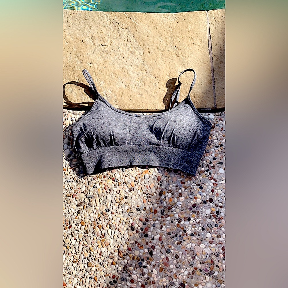Grey sports bra with padding inside size Large with adjustable straps
